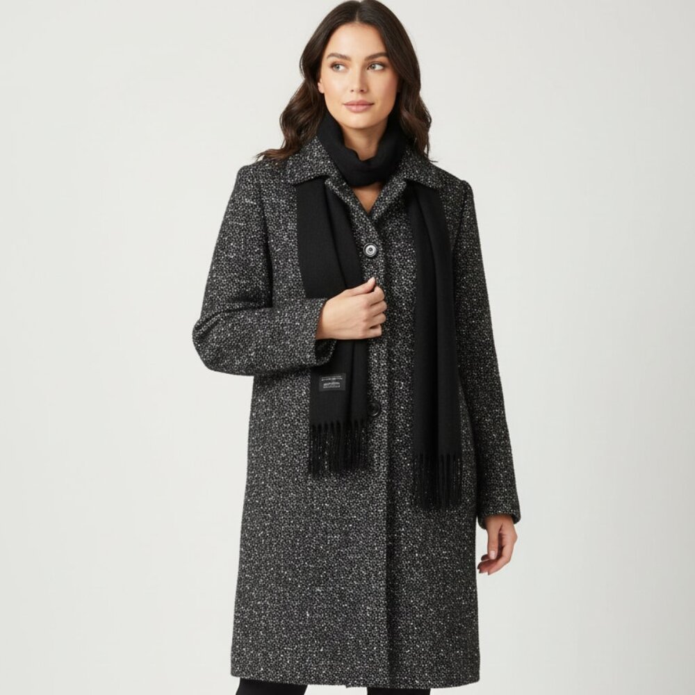 🆕 Vintage London Fog Womens Peacoat Coat Black & White Speckle Pattern size XXL